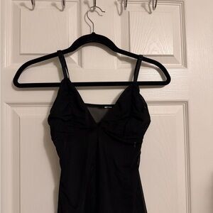 Going Out Top: Black Mesh Camisole